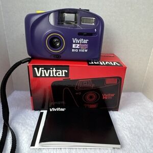 Vivitar PS55s 35mm Compact Point & Shoot Purple Film Camera in Box Vintage 1990s